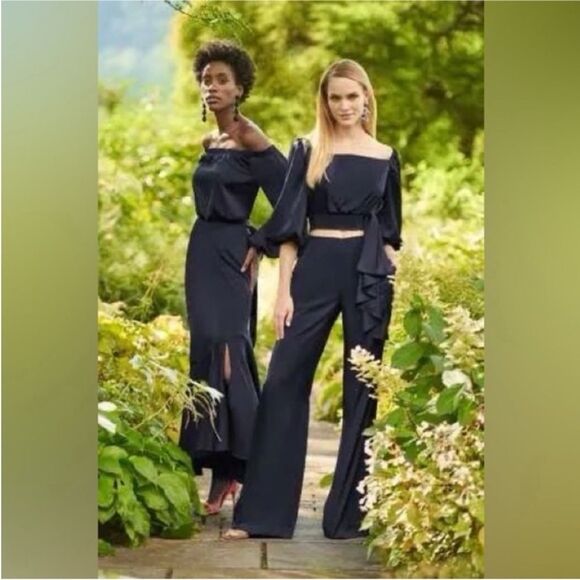 Sachin & Babi Kai Satin Crepe Mermaid Dress Off Shoulder Navy Blue Sz 2 NEW - Picture 7 of 14